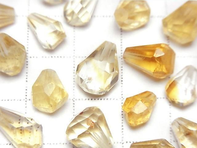 黃水晶 AA++ 半穿孔 粗糙刻面水滴 5件