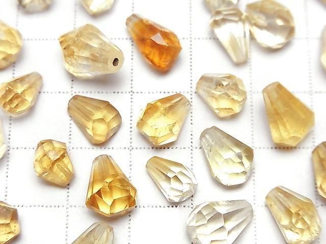 黃水晶 AA++ 半穿孔 粗糙刻面水滴 5件