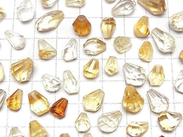 黃水晶 AA++ 半穿孔 粗糙刻面水滴 5件