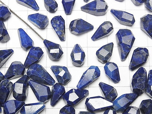 Hochwertiger Lapislazuli AA++ halb durchbohrte grobe facettierte Tropfen 3 Stück