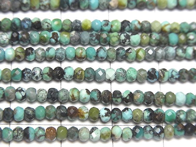 High Quality! Turquoise AA Faceted Button Rondelle 3x3x2mm 1strand beads (aprx.15inch/36cm)