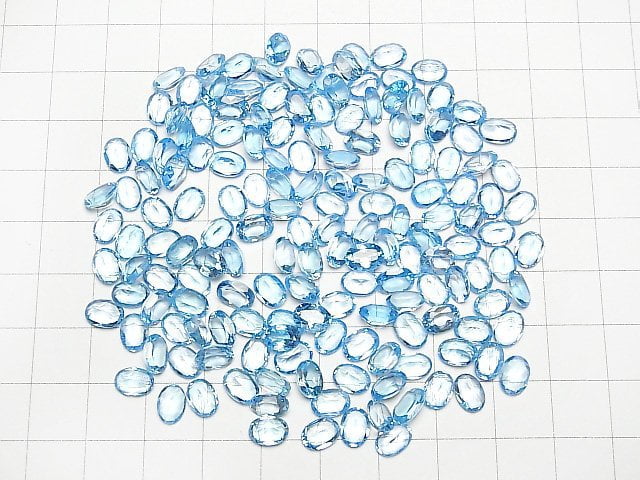 Hochwertiger Schweizer blauer Topas AAA lose Stein oval facettiert 7x5mm 3 Stück