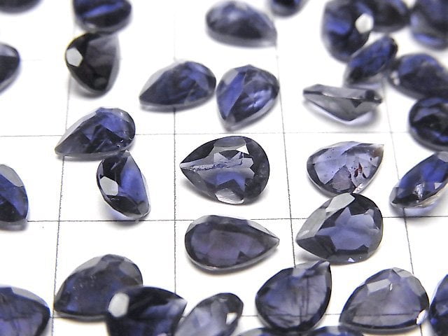 高品質堇青石 AAA 級梨形刻面裸石 8x6mm 3顆