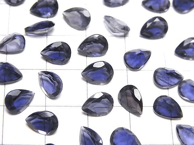 Hochwertiger Iolith AAA lose Stein tropfenförmig facettiert 8x6mm 3 Stück