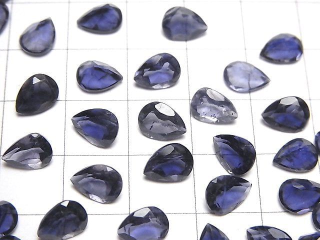 Hochwertiger Iolith AAA lose Stein tropfenförmig facettiert 8x6mm 3 Stück