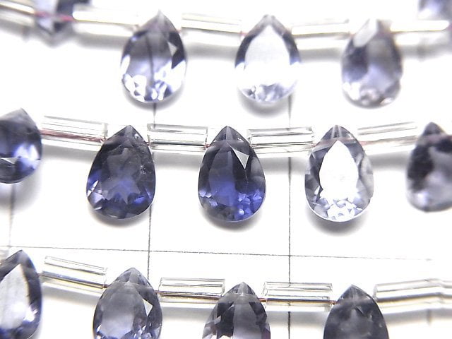 高品質堇青石 AAA 梨形刻面 7x5 公釐 半串或 1 串珠(18 顆)