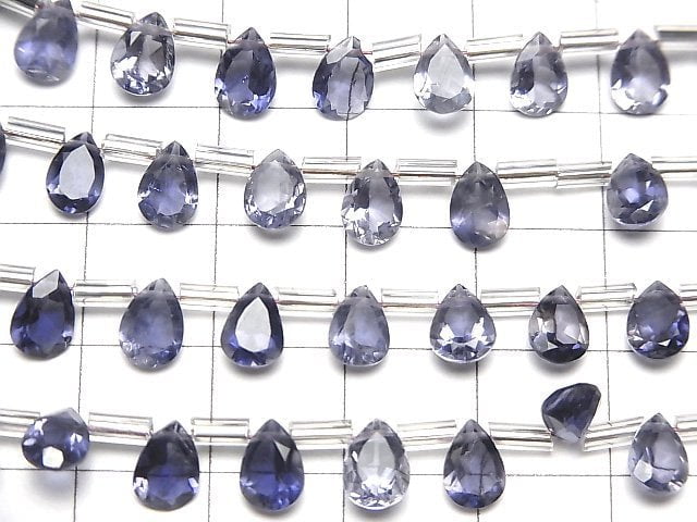 Hochwertiger Iolith AAA Birnenform Facettiert 7x5mm halb oder 1 Strang Perlen (18 Stück)