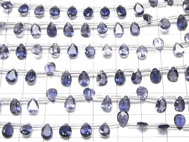 Hochwertiger Iolith AAA Birnenform Facettiert 7x5mm halb oder 1 Strang Perlen (18 Stück)