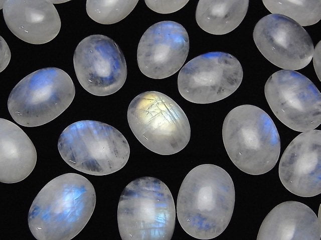 Regenbogen-Mondstein AA++ ovaler Cabochon 20x15mm 2 Stück