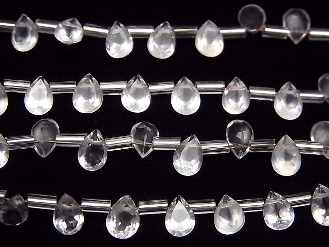 Hochwertiger Rosenquarz AAA Birnenform Facettiert 7x5mm 1 Strang Perlen (18 Stück)