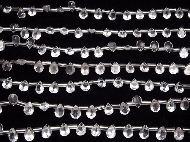 Hochwertiger Rosenquarz AAA Birnenform Facettiert 7x5mm 1 Strang Perlen (18 Stück)