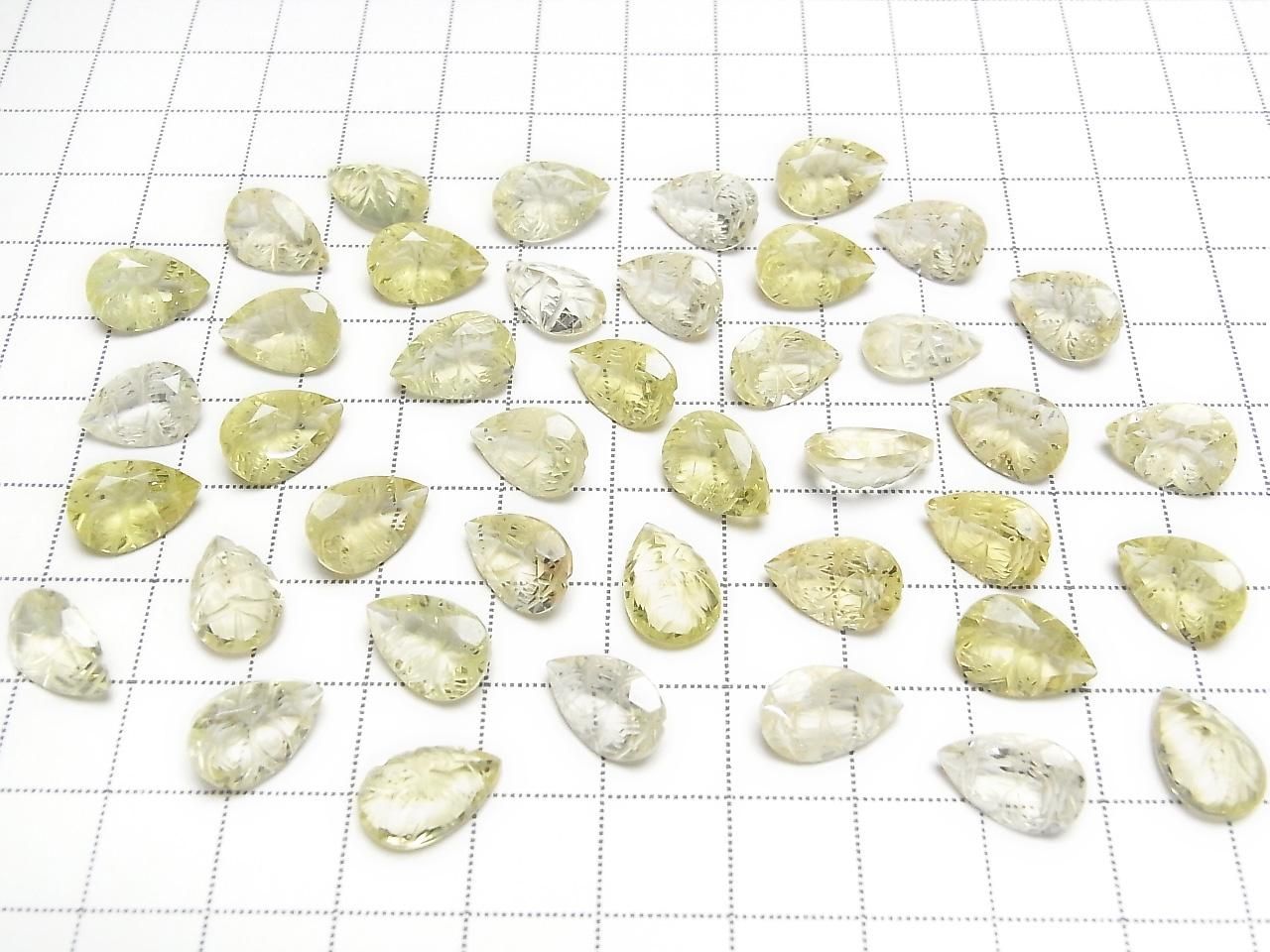 Quartz Citron de Haute Qualité AAA, Forme Poire Sculptée, Facettée 12x8mm, 3 pièces