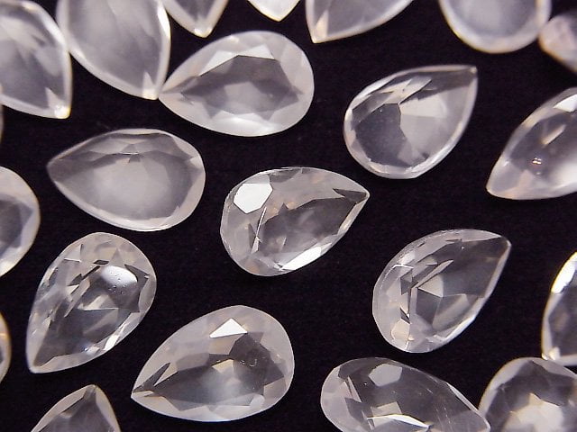 高品質玫瑰石英 AAA 梨形刻面裸石 12x8mm 2顆
