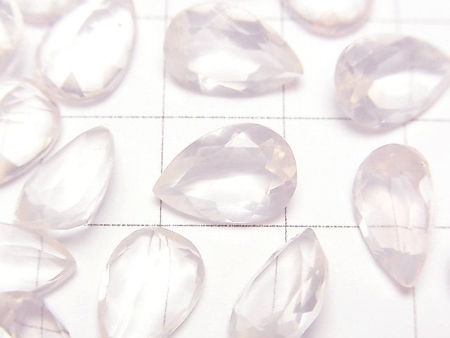 高品質玫瑰石英 AAA 梨形刻面裸石 12x8mm 2顆