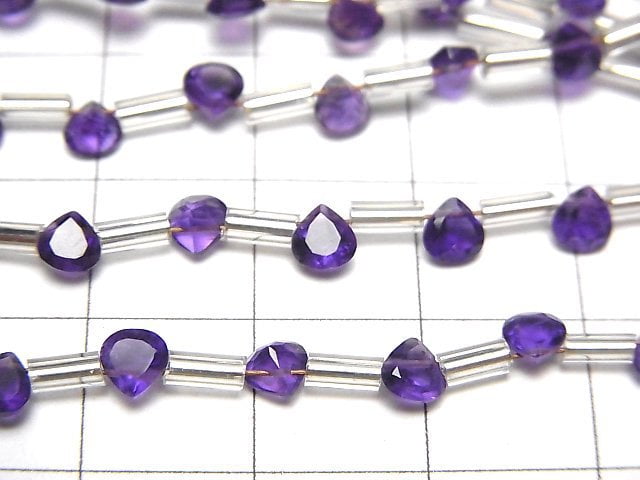 優質紫水晶 AAA 栗子刻面 4x4mm 1串珠子(18顆)