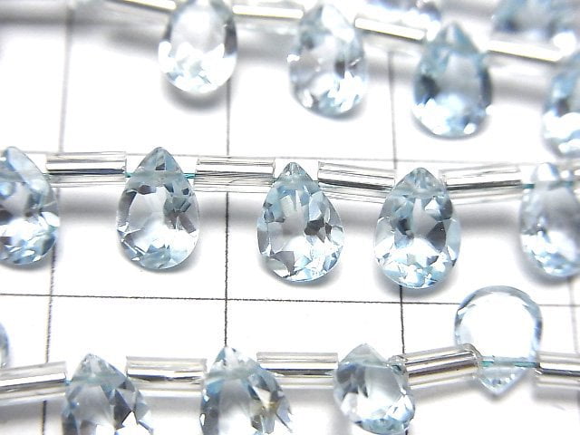 高品質天空藍拓帕石 AAA 梨形刻面 7x5mm 1串珠子 (18顆)