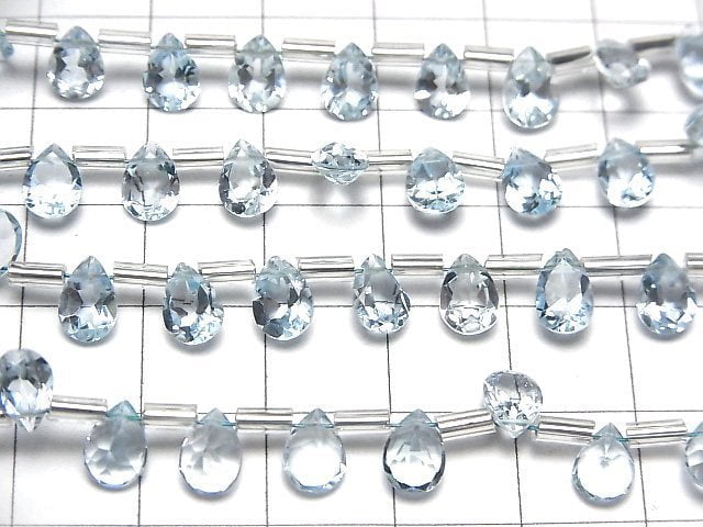 Hochwertiger Himmelblauer Topas AAA Tropfenform facettiert 7x5mm 1strang Perlen (18 Stück)