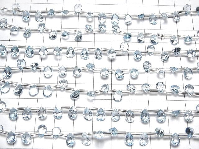 Hochwertiger Himmelblauer Topas AAA Tropfenform facettiert 7x5mm 1strang Perlen (18 Stück)