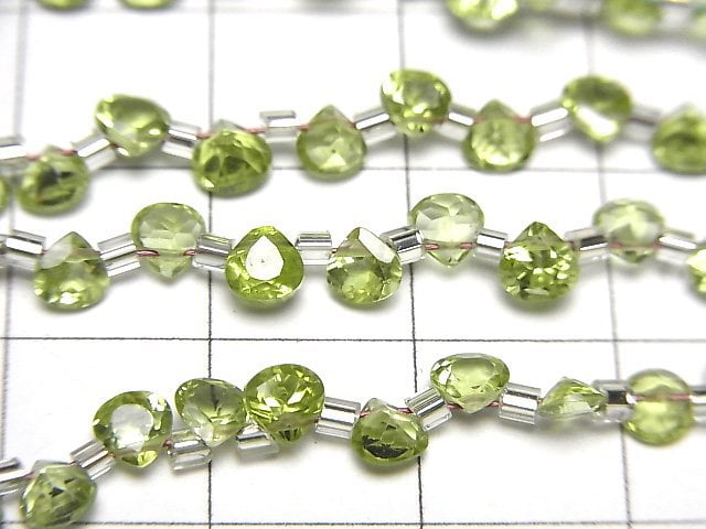 高品質橄欖石 AAA 栗子刻面 4x4mm 串珠(28 顆)