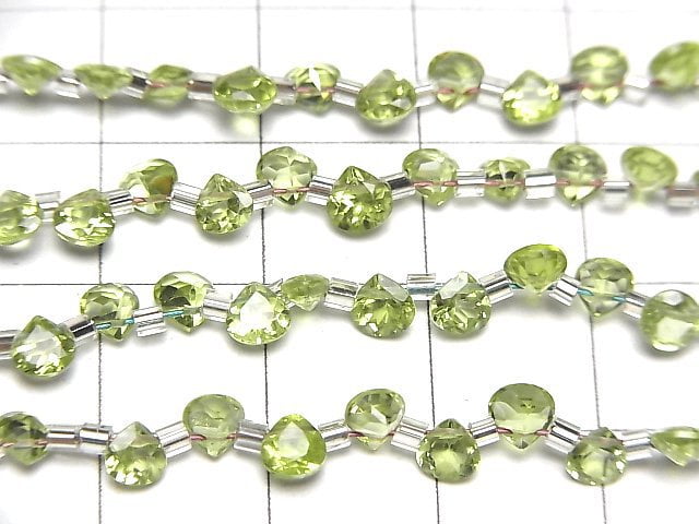 Hochwertiger Peridot AAA Kastanie facettiert 4x4mm 1strang Perlen (28 Stück)