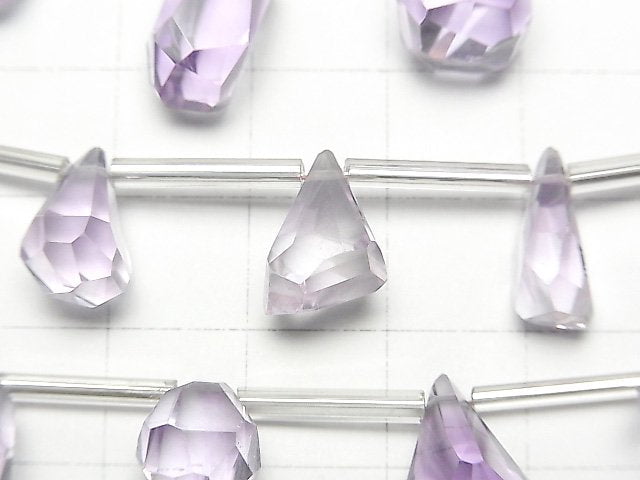 高品質淺色紫水晶 AAA- 梨形刻面刻面鑽石珠(9顆)