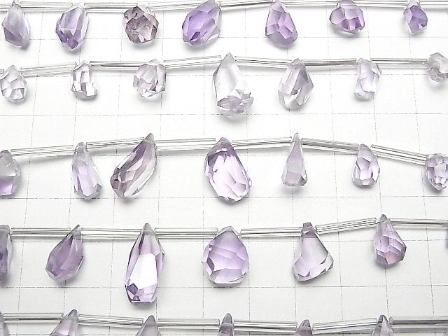 Hochwertige helle Farbe Amethyst AAA- grobe Tropfen facettierte Briolette 1Strang Perlen (9Stk)