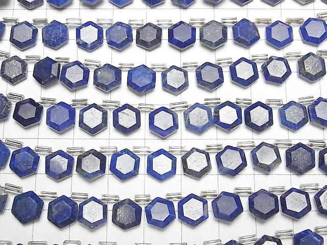Lapislazuli AA++ sechseckig geschliffen 9x8mm 1Strang Perlen (13Stk)