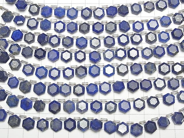 Lapislazuli AA++ sechseckig geschliffen 9x8mm 1Strang Perlen (13Stk)