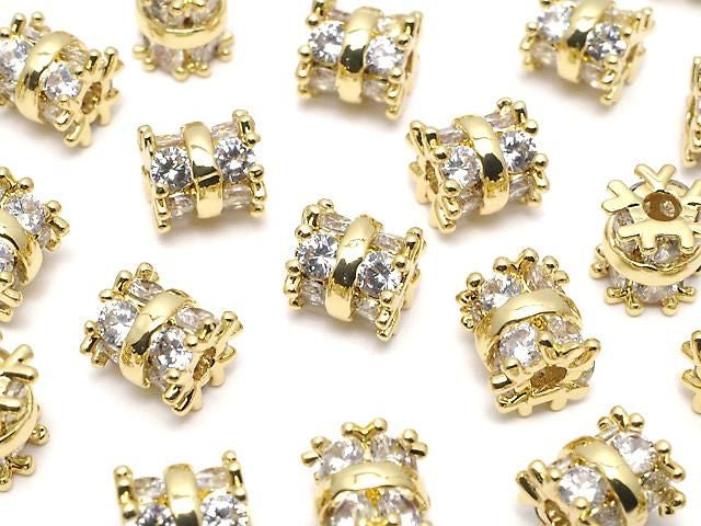 Pièce métallique Rondelle (Tube) 6.5x6x6mm Couleur or (avec CZ) 1 pièce