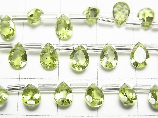 高品質橄欖石 AAA 梨形刻面 7x5mm 半串或 1 串珠子 (18 顆)