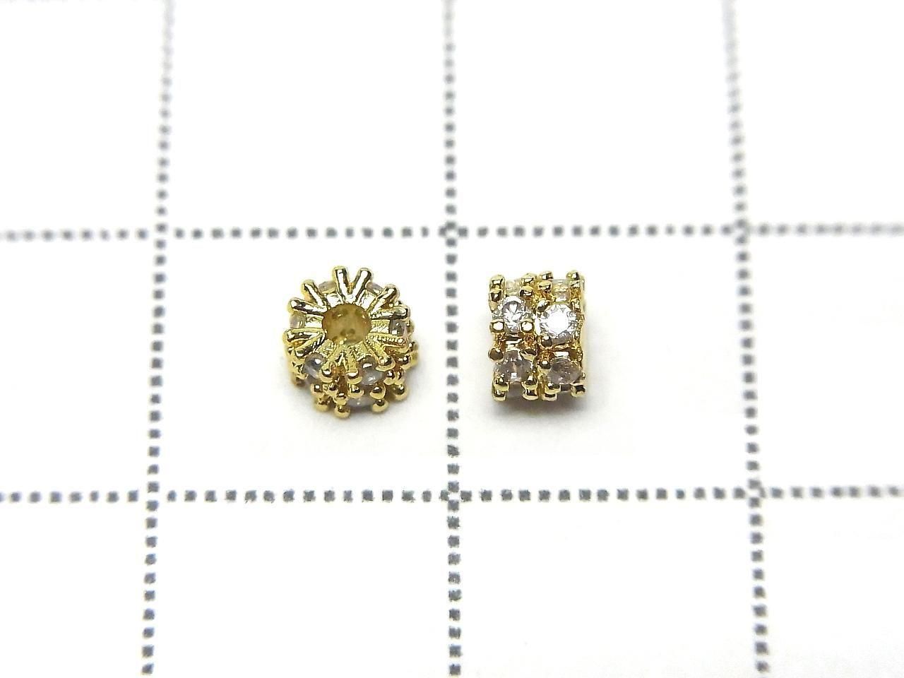 金屬墊片 4x4x3.5mm 金色 (帶方晶鋯石) 2個
