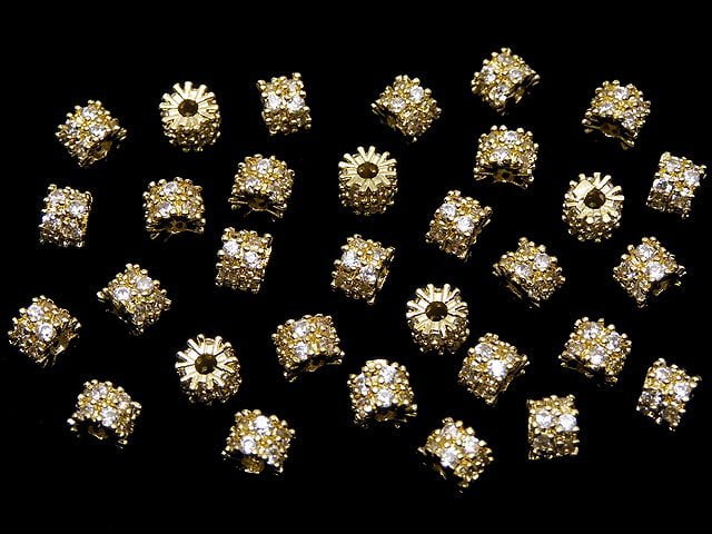 Metal Parts Rondelle 4x4x3.5mm Gold (with CZ) 2pcs