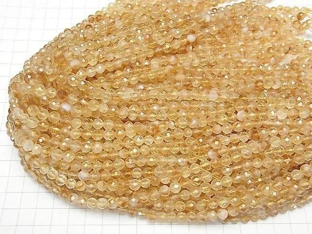 Hochwertig! Bicolor Citrin AA++ 64Facettiert Rund 6mm halb oder 1Strang Perlen (ca. 15Zoll/37cm)