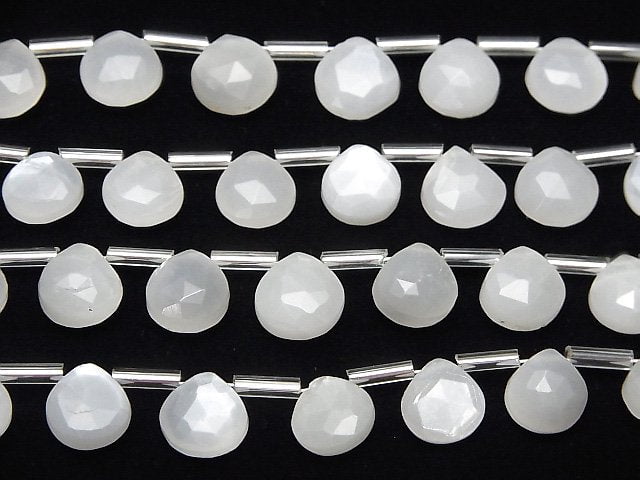 Weißer Mondstein AA++ Kastanien Facettiert Briolette 1Strang Perlen (ca. 7Zoll/17cm)