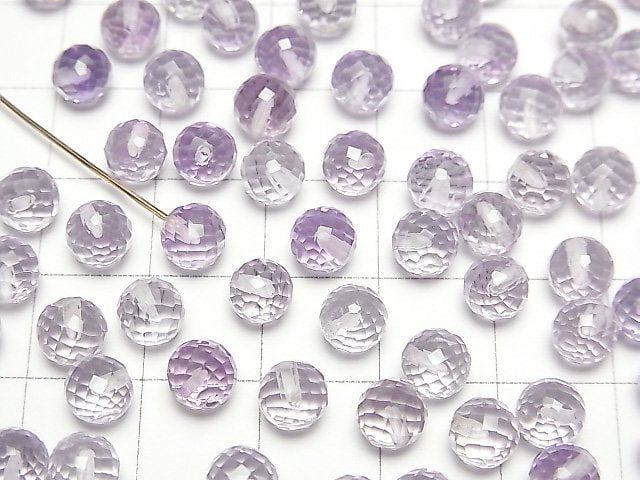 Hochwertig! Hellfarbiger Amethyst AAA halb durchbohrter facettierter runder 6mm 5Stück