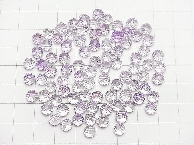 Hochwertig! Hellfarbiger Amethyst AAA halb durchbohrter facettierter runder 6mm 5Stück