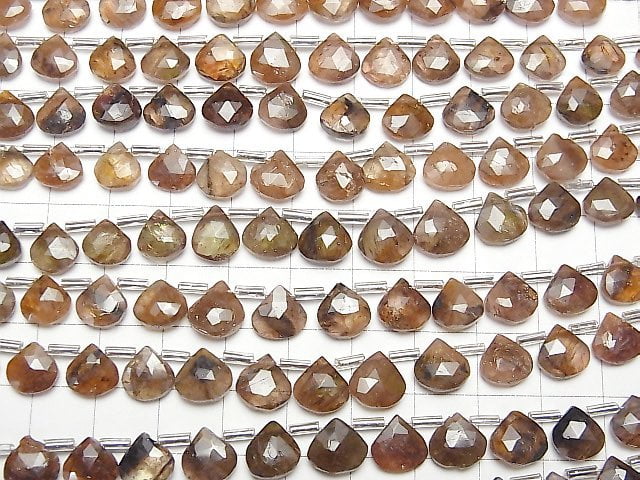 Hochwertig! Andalusit AA++ kastanienbraun facettiert Briolette halb oder 1Strang Perlen (ca. 7 Zoll/17 cm)