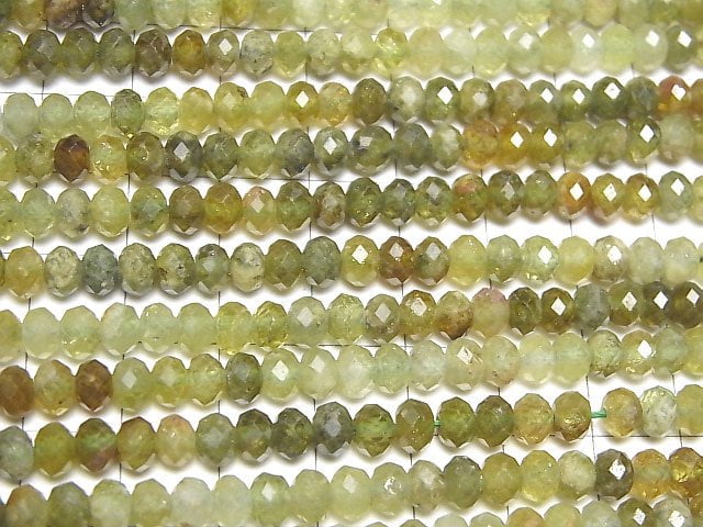 Hochwertig! Grüner Granat AA++ facettiert Knopf Rondelle 6x6x3.5mm halb oder 1Strang Perlen (ca. 15 Zoll/37 cm)