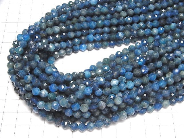 Hochwertig! Blauer Apatit AA 64 facettiert rund 6mm 1Strang Perlen (ca. 15 Zoll/36 cm)