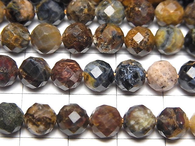 High Quality! Pietersite 64Faceted Round 6.5mm 1strand beads (aprx.15inch/37cm)