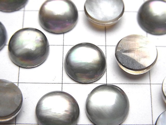 黑貝殼 x 水晶 AAA 圓形刻面寶石 10x10mm 3顆