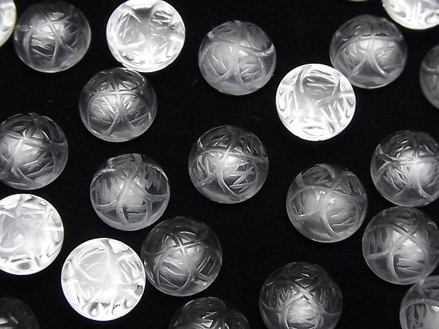 Hochwertiger Kristall AAA Graviert Rund Cabochon 10x10mm 3 Stück