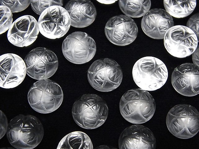 Hochwertiger Kristall AAA Graviert Rund Cabochon 10x10mm 3 Stück