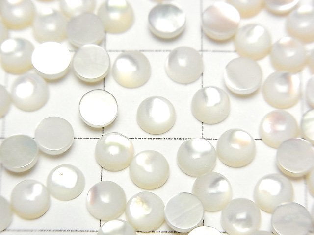 高品質白貝 (銀唇蠔) AAA 圓形凸圓形 4x4mm 5顆