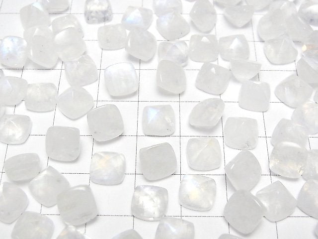 Hochwertiger Regenbogen-Mondstein AA++ Zuckerlaib Schnitt 8x8mm 3 Stück