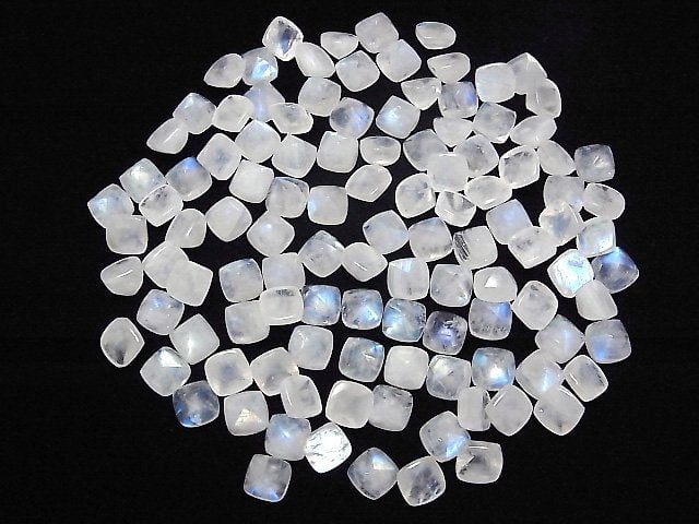 Hochwertiger Regenbogen-Mondstein AA++ Zuckerlaib Schnitt 8x8mm 3 Stück