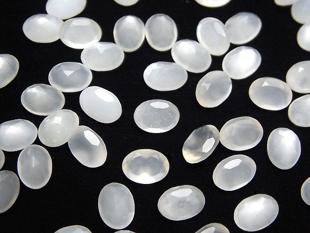 Hochwertiger weißer Mondstein AAA lose Steine oval facettiert 8x6mm 5Stk