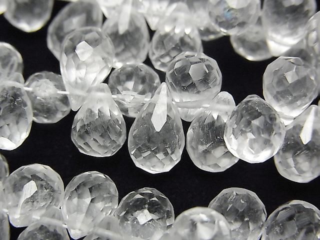高品質水晶 AAA - 刻面水滴形珠子半串或一串 (約 7 英寸/18 公分)