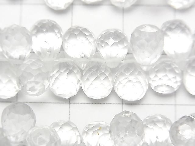 高品質水晶 AAA - 刻面水滴形珠子半串或一串 (約 7 英寸/18 公分)