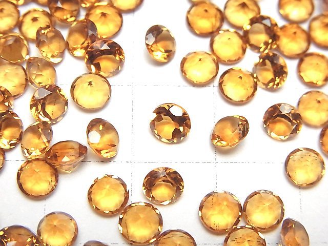 High Quality Madeira Citrine AAA Loose stone Round Faceted 5x5mm 5pcs